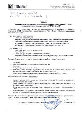 Разработка моделей зарплат.  Отзыв ООО Капарель